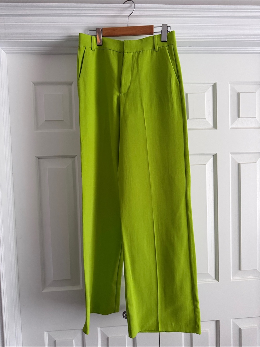 Lime Green Straight-Leg Dress Pants